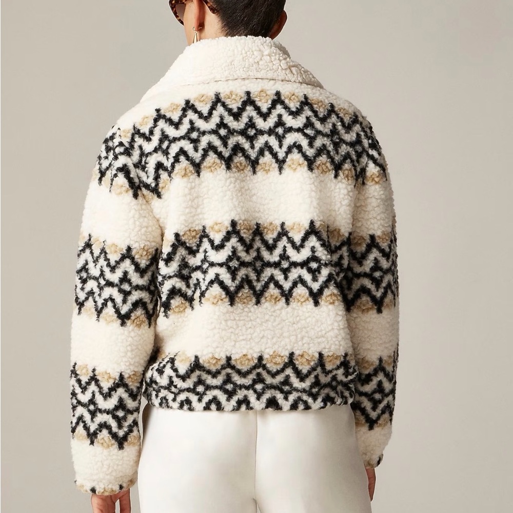 J.Crew Jacquard-print sherpa half-zip fleece pullover XS NWT - Picture 2 of 9